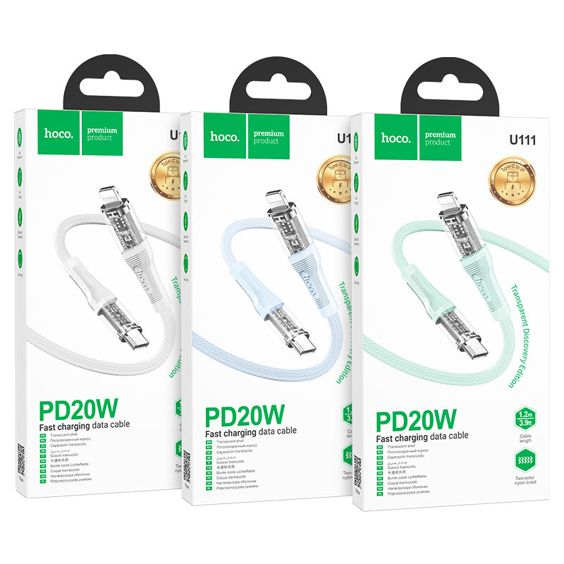 Cable Type-C to Lightning “U111 Transparent Discovery Edition” PD