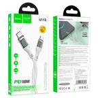 Cable Type-C to Type-C “U115 Transparent Discovery Edition” 100W fast charge