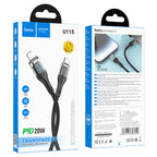 Cable Type-C to iP “U115 Transparent Discovery Edition” PD 20W fast charge