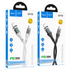 Cable Type-C to iP “U115 Transparent Discovery Edition” PD 20W fast charge