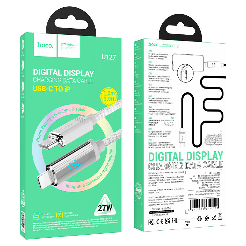 Cable Type-C to iP “U127 Power” PD 27W fast charge