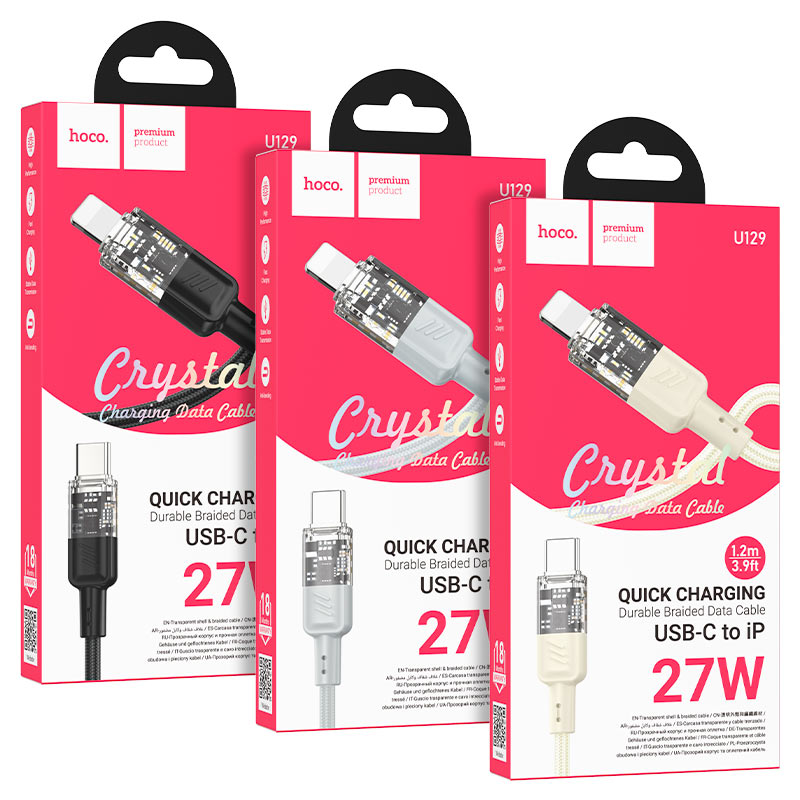 Cable Type-C to iP “U129 Spirit” PD 27W fast charge