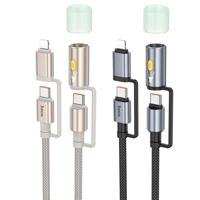 Cable Type-C / iP to Type-C / LED flashlight “U138” 60W