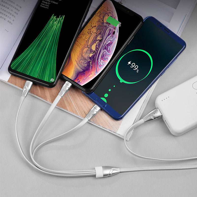 Cable USB to Lightning Micro-USB Type-C «U57 3-in-1 Twisting» 3-in-1 charging wire