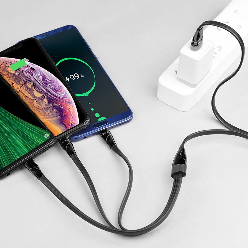 Cable USB to Lightning Micro-USB Type-C «U57 3-in-1 Twisting» 3-in-1 charging wire