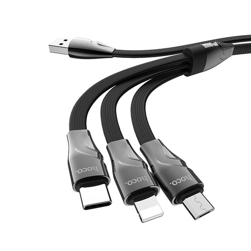 Cable USB to Lightning Micro-USB Type-C «U57 3-in-1 Twisting» 3-in-1 charging wire