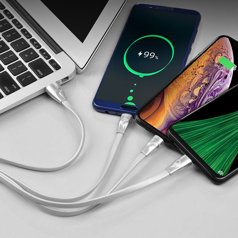 Cable USB to Lightning Micro-USB Type-C «U57 3-in-1 Twisting» 3-in-1 charging wire