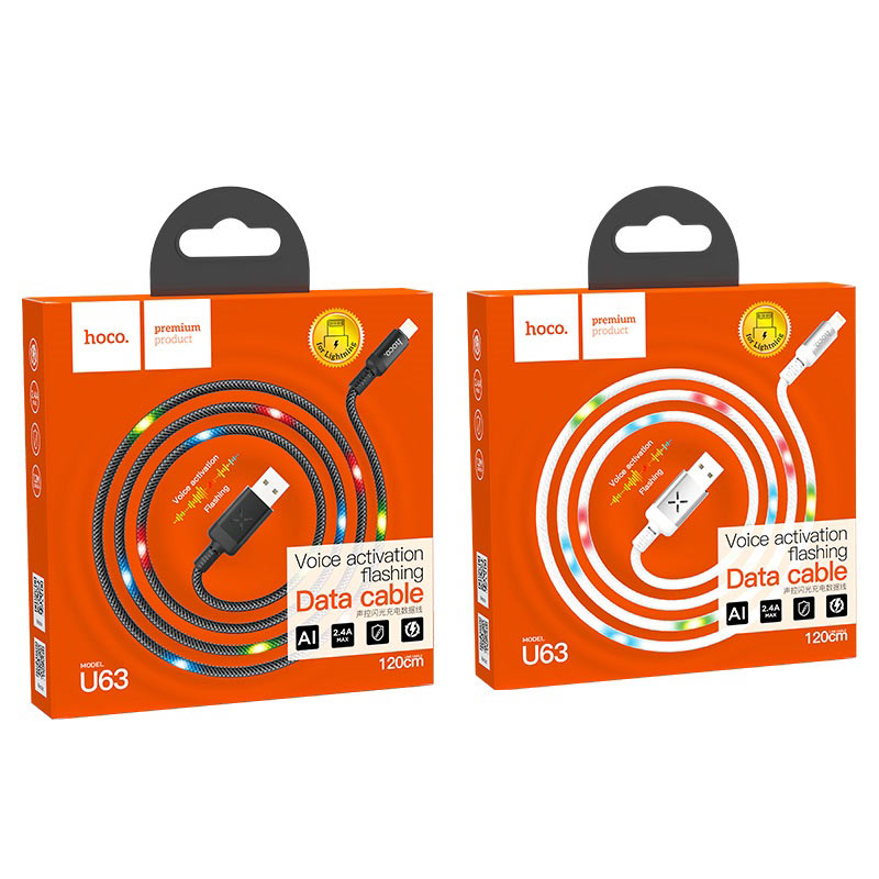 Cable USB to Lightning “U63 Spirit” charging data sync with backlight