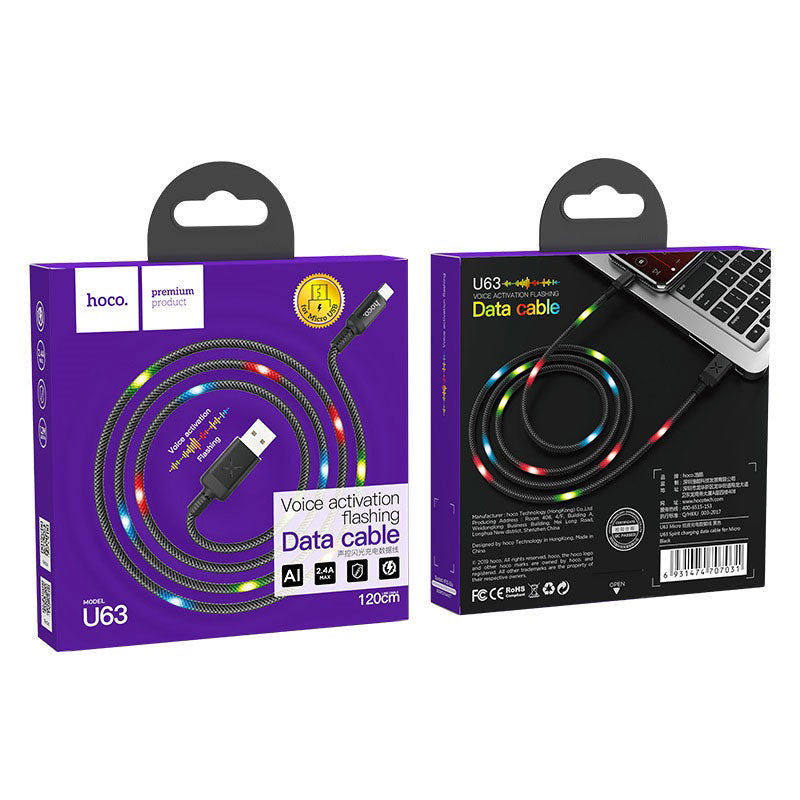Cable USB to Micro-USB “U63 Spirit” charging data sync with backlight