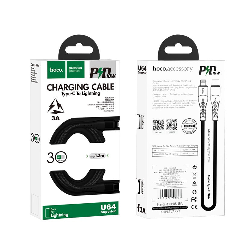 Cable Type-C to Lightning “U64 Superior PD” charging data sync
