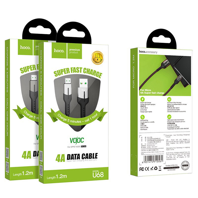 Cable USB to Micro-USB 4A “U68 Gusto” flash charging data sync