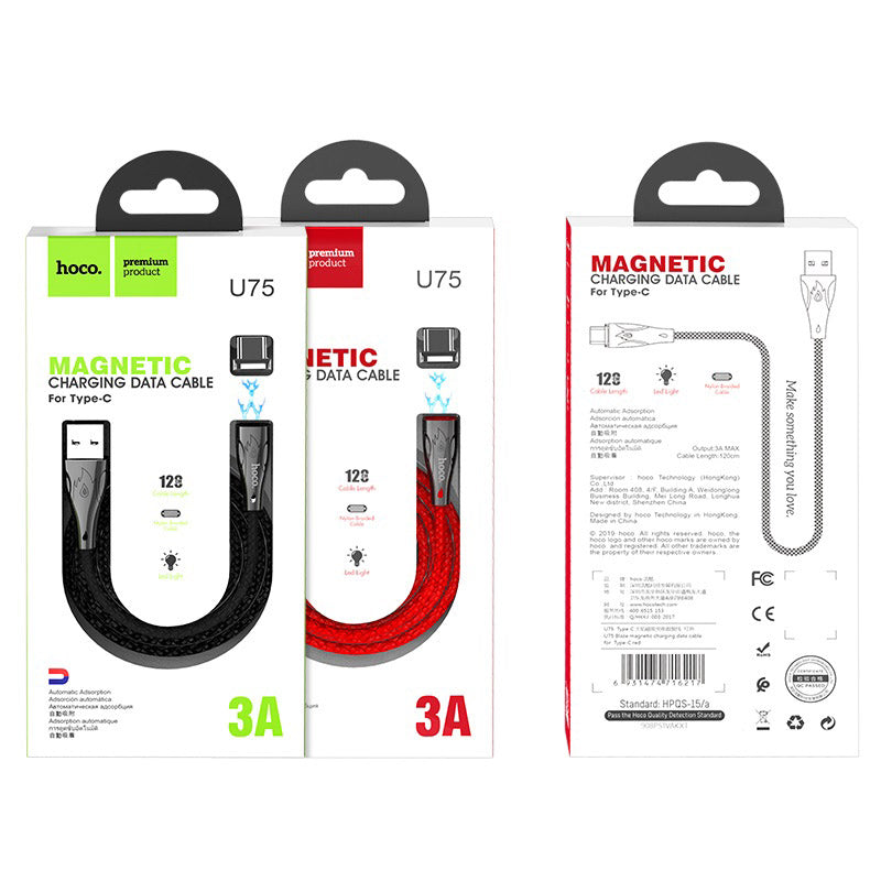Cable USB to Type-C “U75 Blaze” magnetic charging data sync