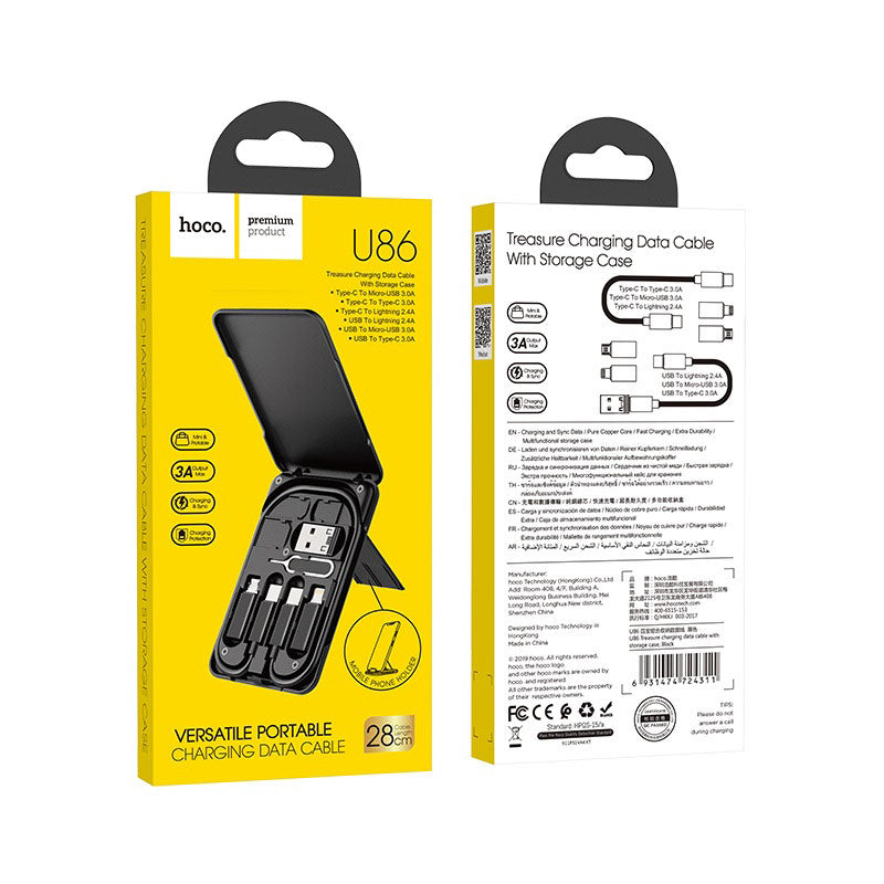 Cable 6-in-1 “U86 Treasure” charging data sync with storage case