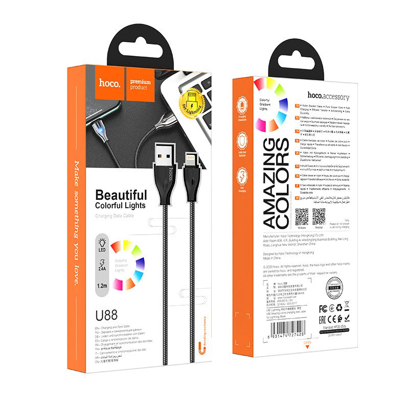 Cable USB to Lightning “U88 Amazing colors” charging data sync