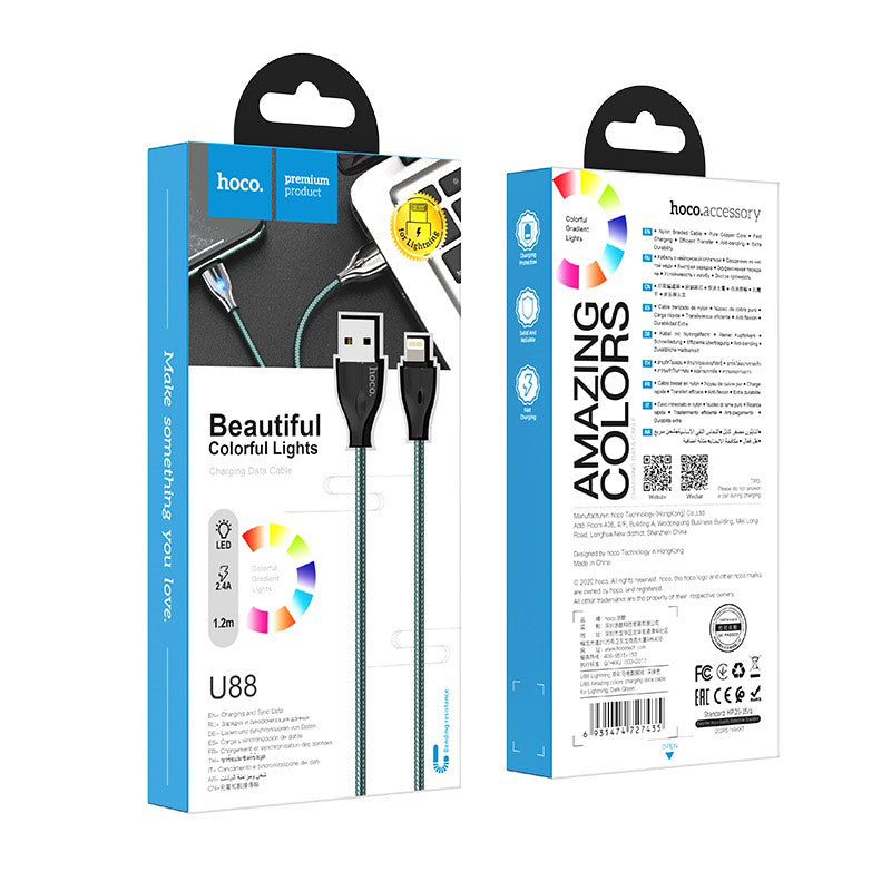 Cable USB to Lightning “U88 Amazing colors” charging data sync