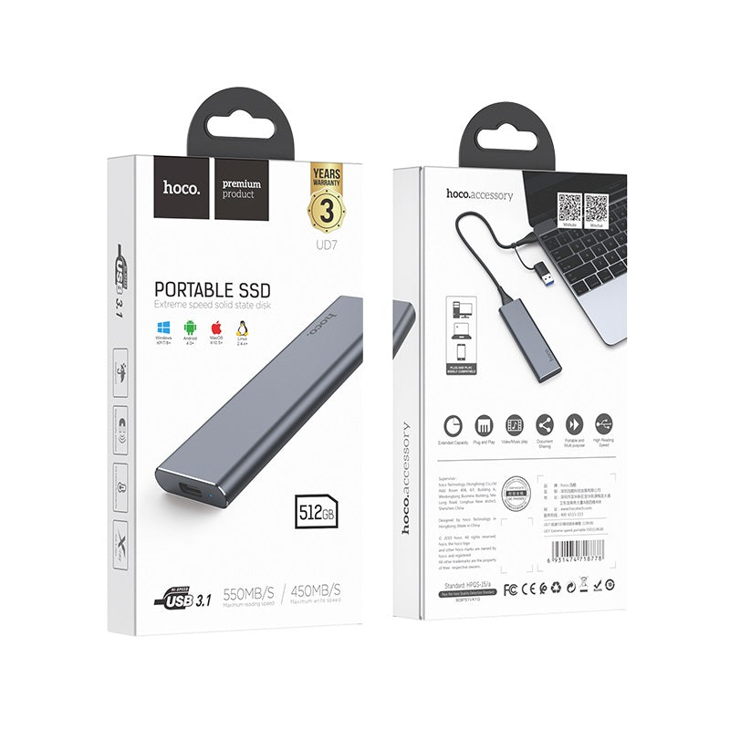 Portable SSD “UD7 Extreme speed” USB & Type-C 3.1 Gen2