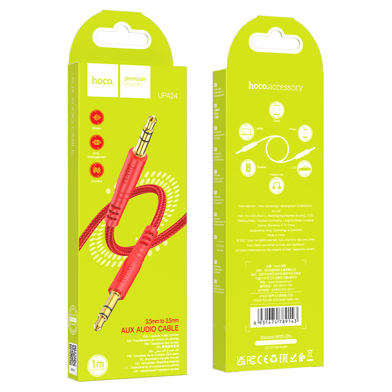 Cable 3.5mm to 3.5mm “UPA24 Smooth” audio AUX