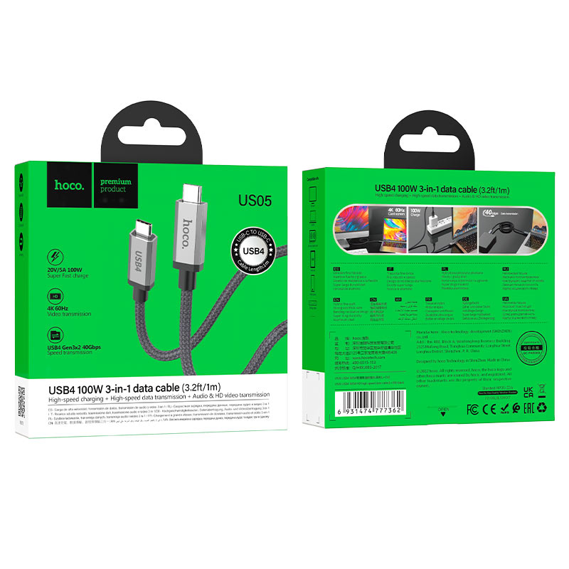 Cable Type-C to Type-C “US05” USB4 100W