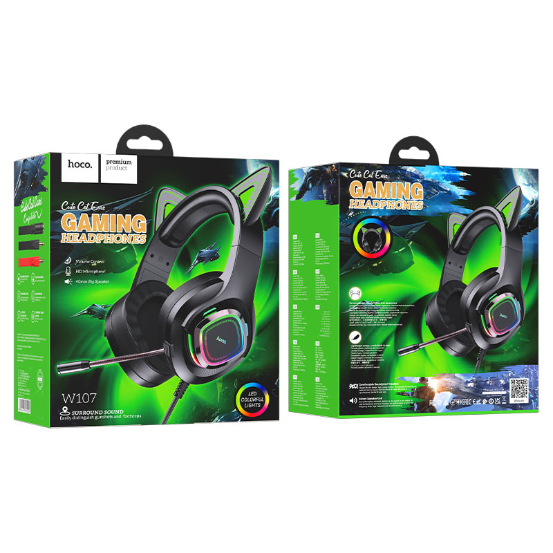 Headphones “W107 Cute cat” gaming headset