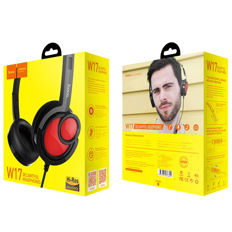 Wired headphones “W17 Delightful” with mic adjustable head beam