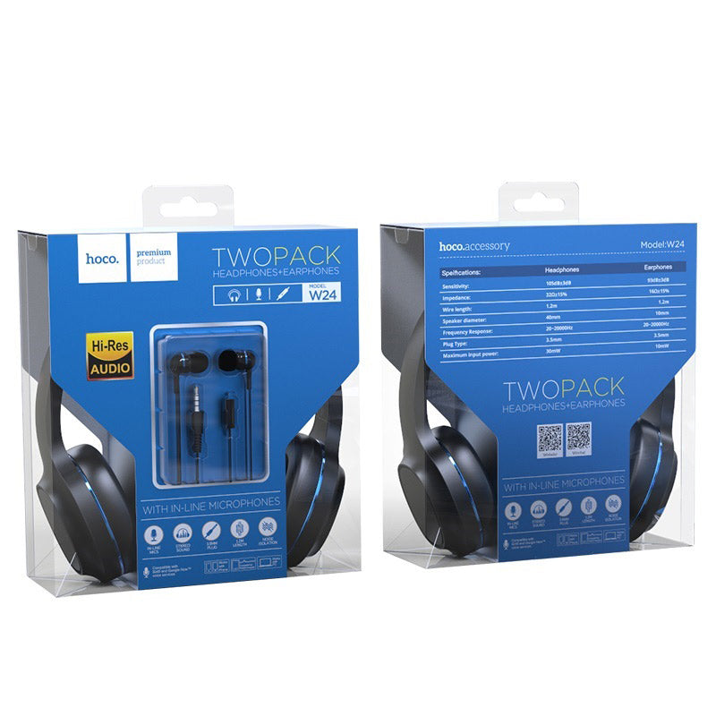Headphones “W24 Enlighten” wired with mic set with earphones