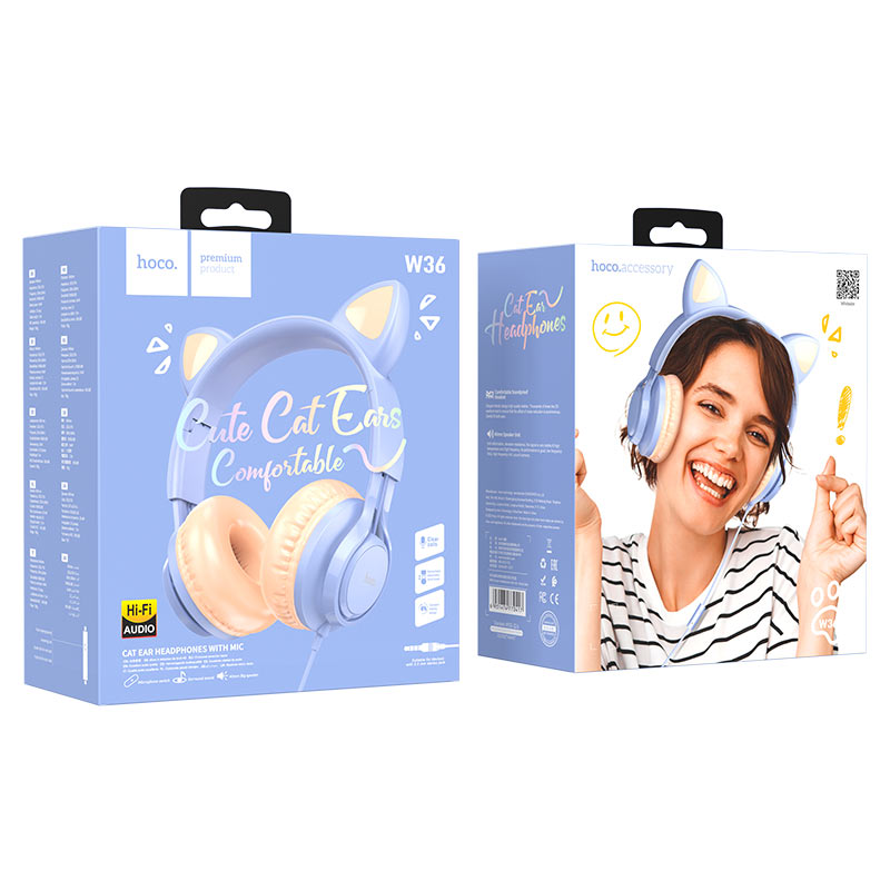 Headphones “W36 Cat ear” with mic