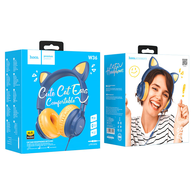 Headphones “W36 Cat ear” with mic