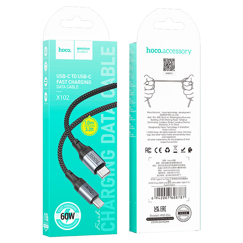 Cable Type-C to Type-C “X102 Fresh” PD 60W fast charge