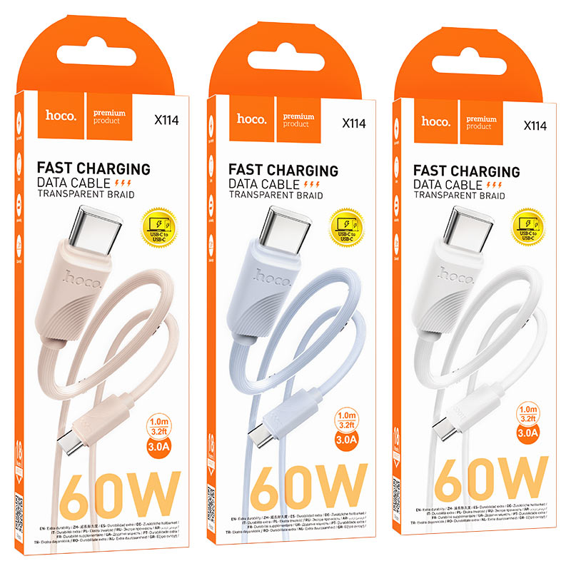 Cable Type-C to Type-C “X114 Energy” PD 60W fast charge