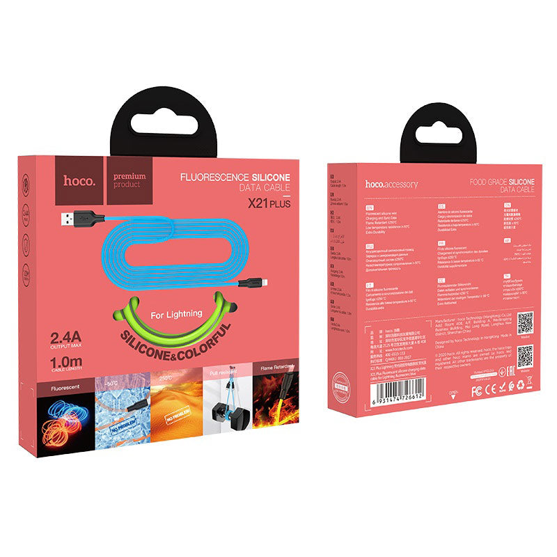 Cable USB to Lightning “X21 Plus fluorescent” charging data sync
