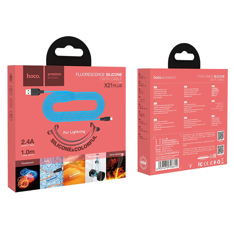 Cable USB to Lightning “X21 Plus fluorescent” charging data sync