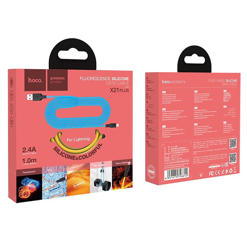 Cable USB to Lightning “X21 Plus fluorescent” charging data sync