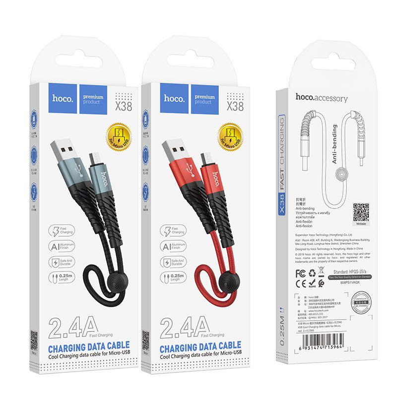 Cable USB to Micro-USB “X38 Cool” charging data sync 0.25m