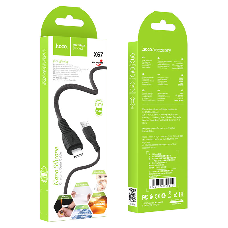 Cable USB to Lightning “X67 Nano” charging data sync