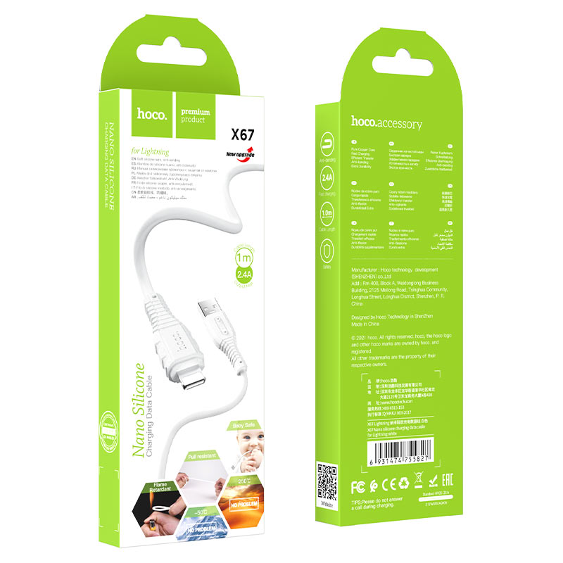 Cable USB to Lightning “X67 Nano” charging data sync
