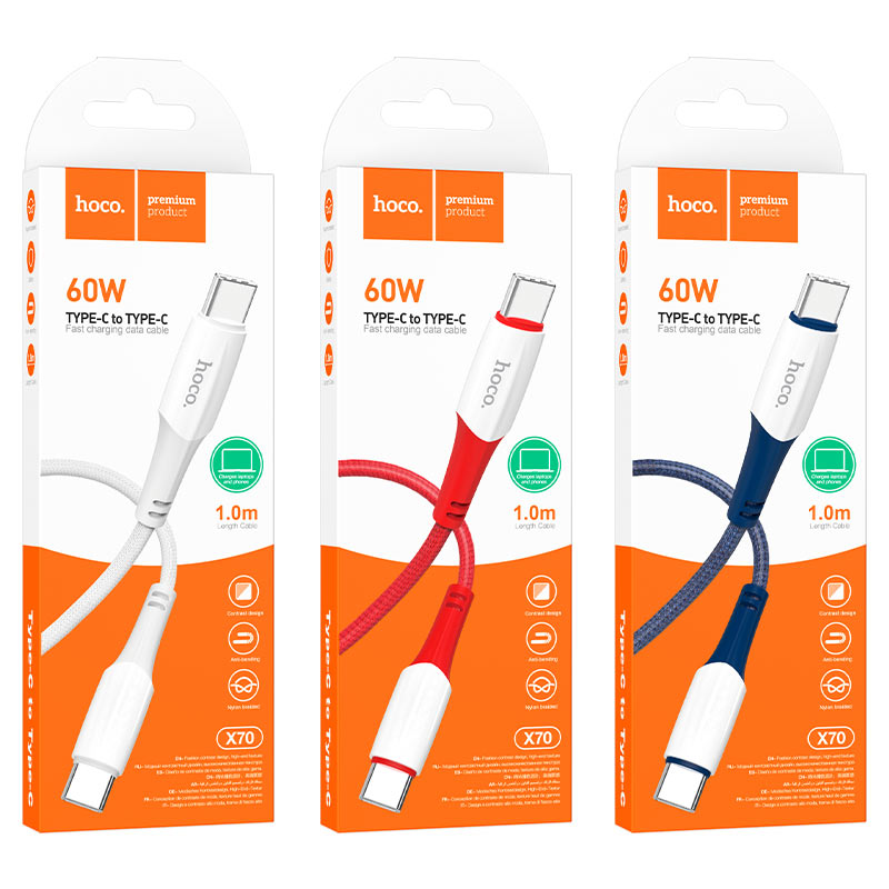 Cable Type-C to Type-C “X70 Ferry” 60W charging data sync