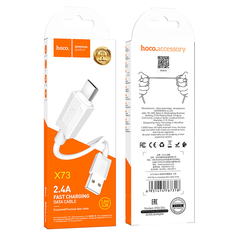 Cable USB to Micro-USB “X73” charging data sync