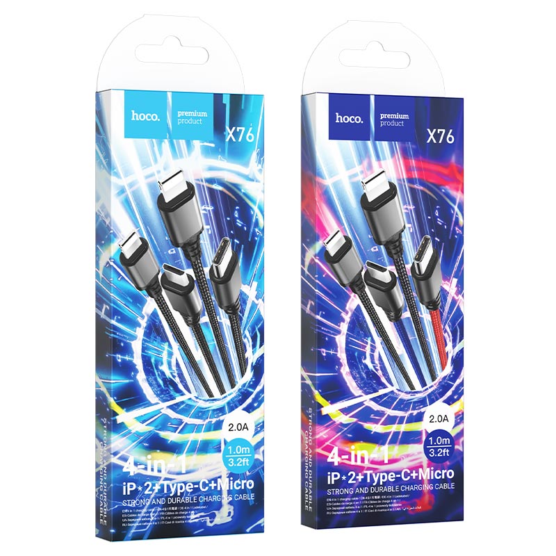 Cable 4-in-1 “X76 Super” for 2xLightning charging wire