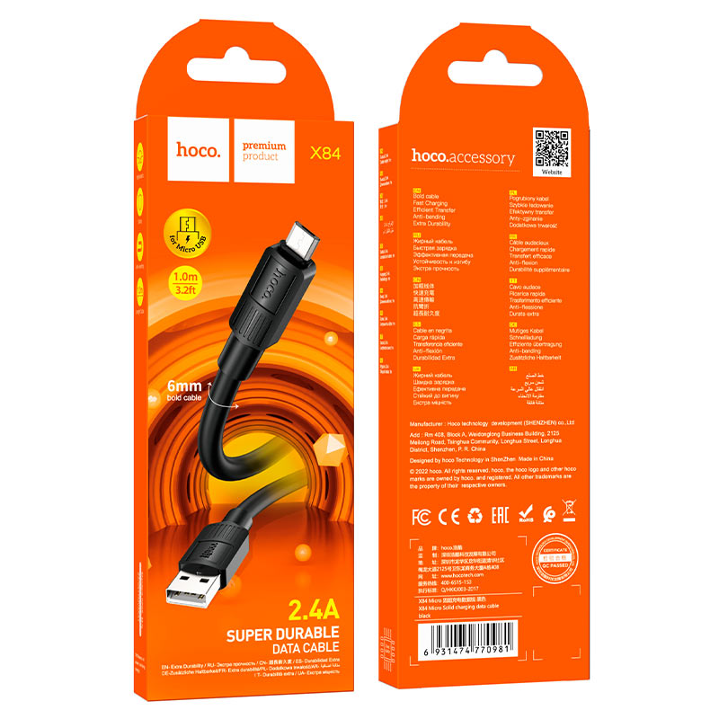 Cable USB to Micro-USB “X84 Solid” charging data sync