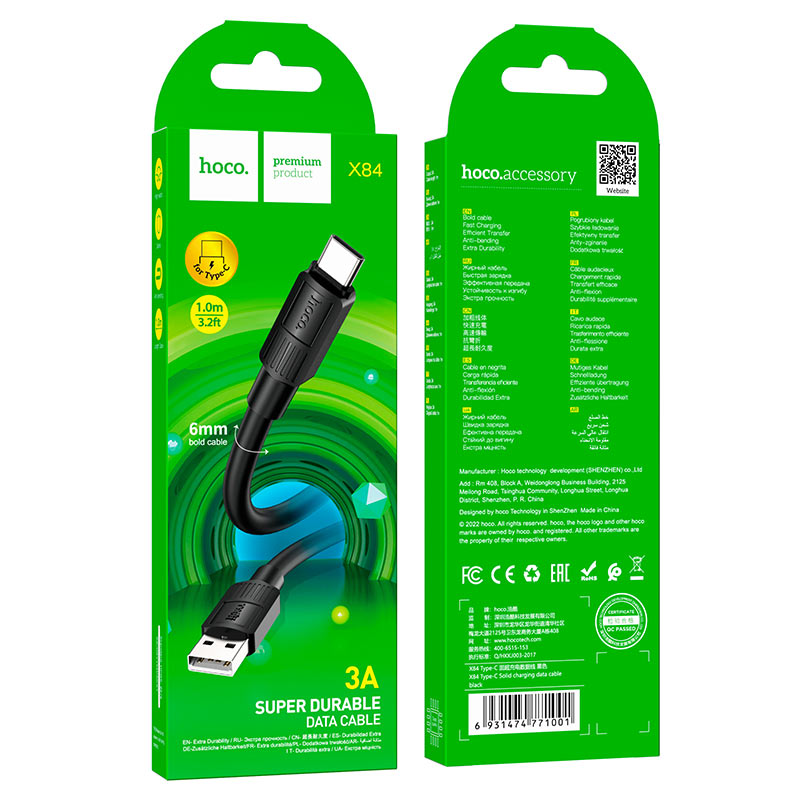 Cable USB to Type-C “X84 Solid” charging data sync