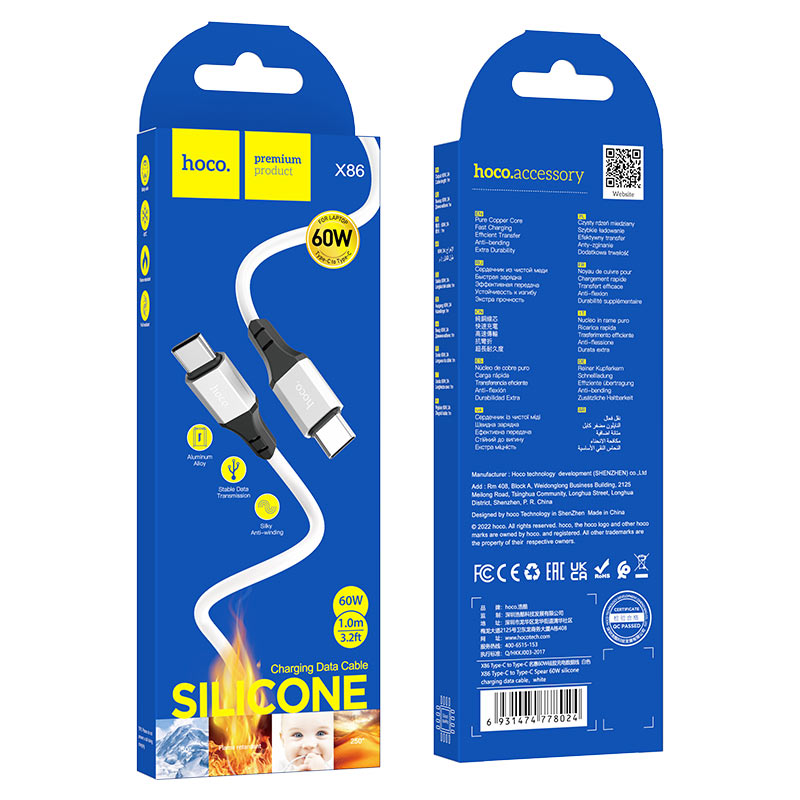 Cable Type-C to Type-C “X86  Spear” 60W  charging data sync