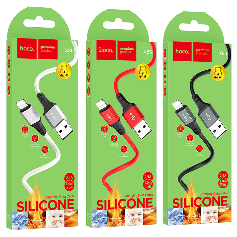 Cable USB to Lightning “X86  Spear” silicone charging data sync
