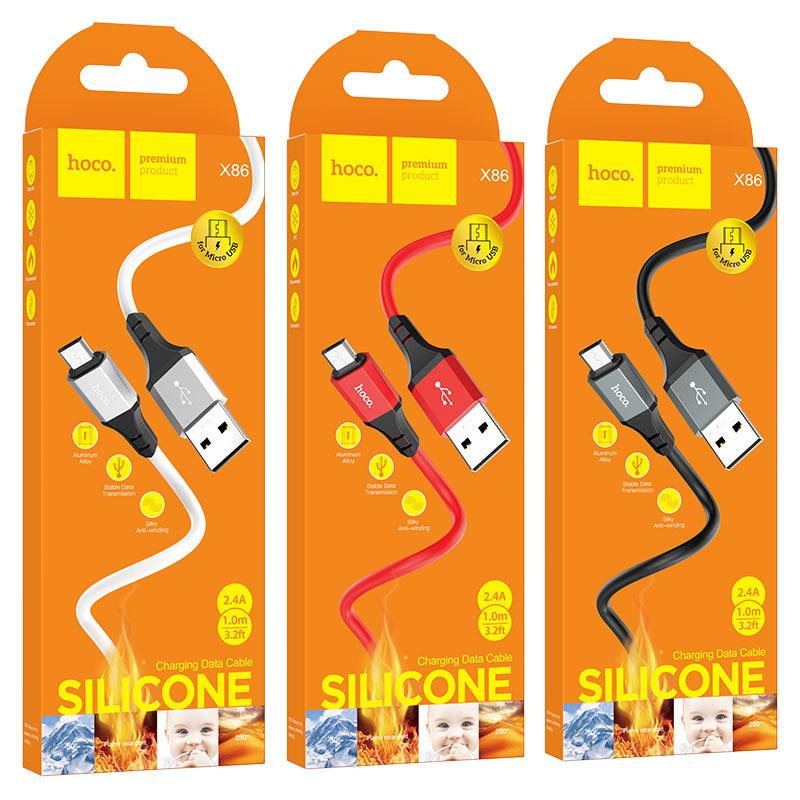 Cable USB to Micro-USB “X86  Spear” silicone charging data sync