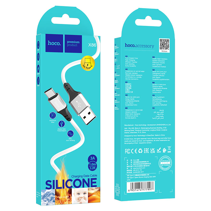 Cable USB to Type-C “X86  Spear” silicone charging data sync