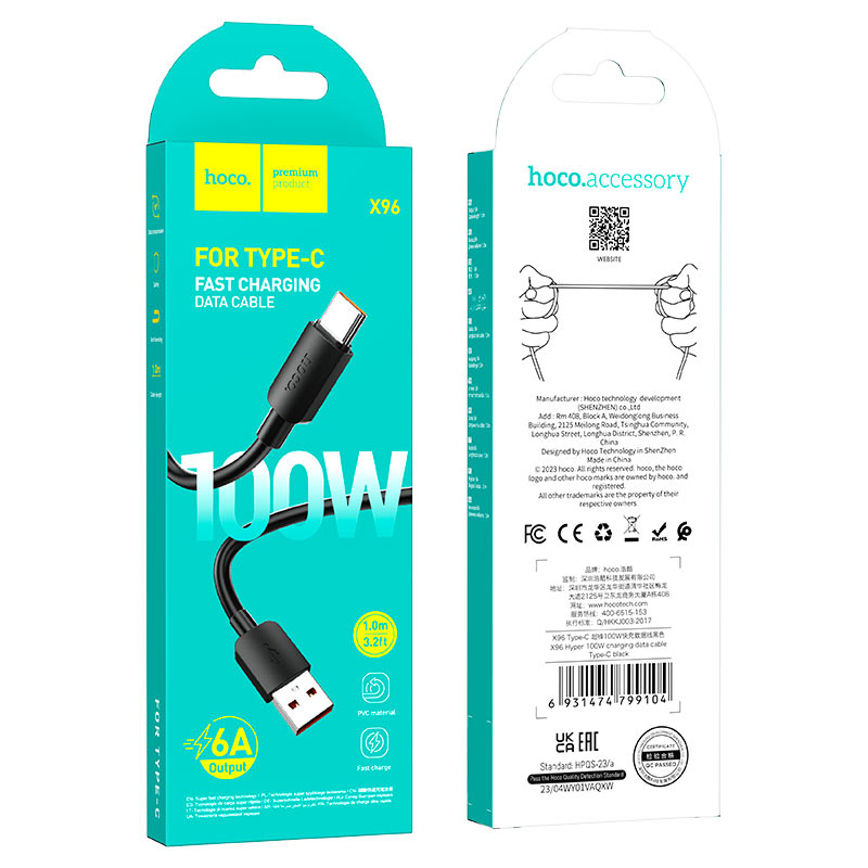 Cable USB to Type-C “X96 Hyper” 100W fast charge