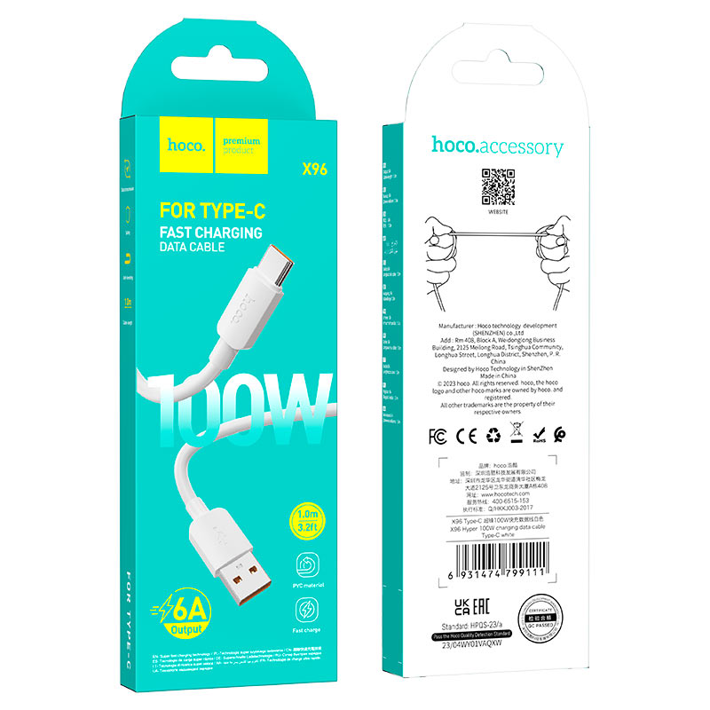 Cable USB to Type-C “X96 Hyper” 100W fast charge