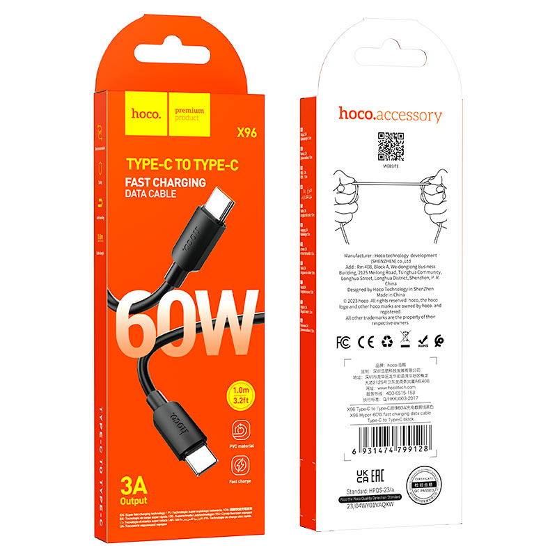 Cable Type-C to Type-C “X96 Hyper” PD 60W fast charge