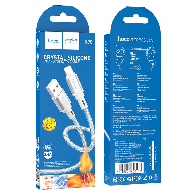 Cable USB to iP “X98 Crystal ice”