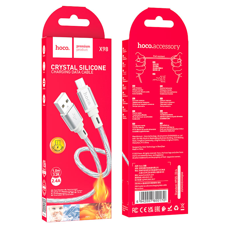 Cable USB to Micro-USB “X98 Crystal ice”