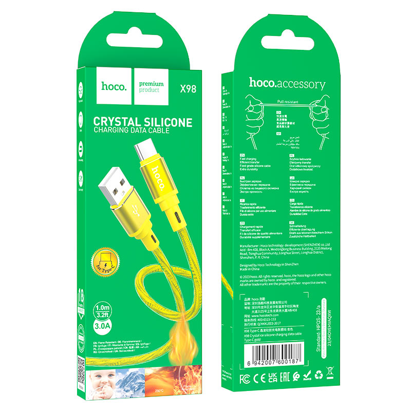 Cable USB to Type-C “X98 Crystal ice”